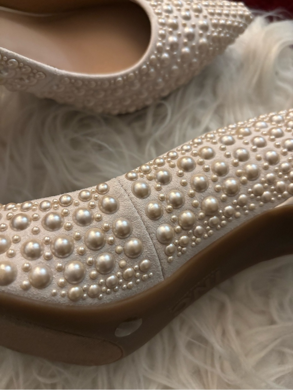 Pearl-Embellished Ivory Pointed-Toe Women’s Flats by - Picture 5 of 6